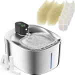 Fuente para gatos APETDOLA de acero inoxidable inalámbrica con sistema de filtrado y funcionamiento silencioso