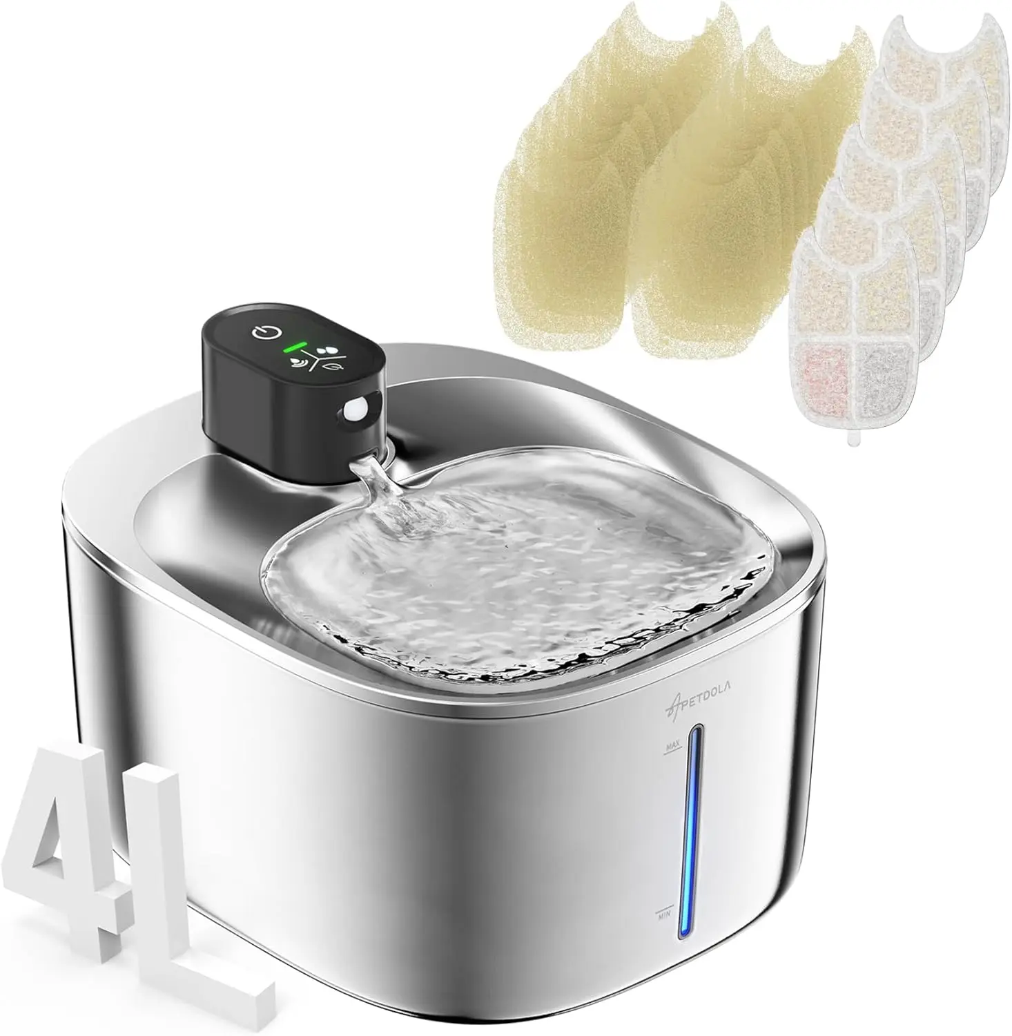 Fuente APETDOLA 4L acero inoxidable inalámbrica gatos