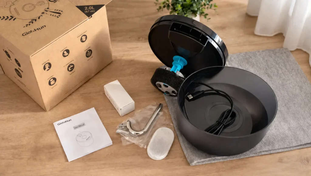 Review de la fuente para gatos GIOTOHUN mostrando funcionamiento y opinión del usuario